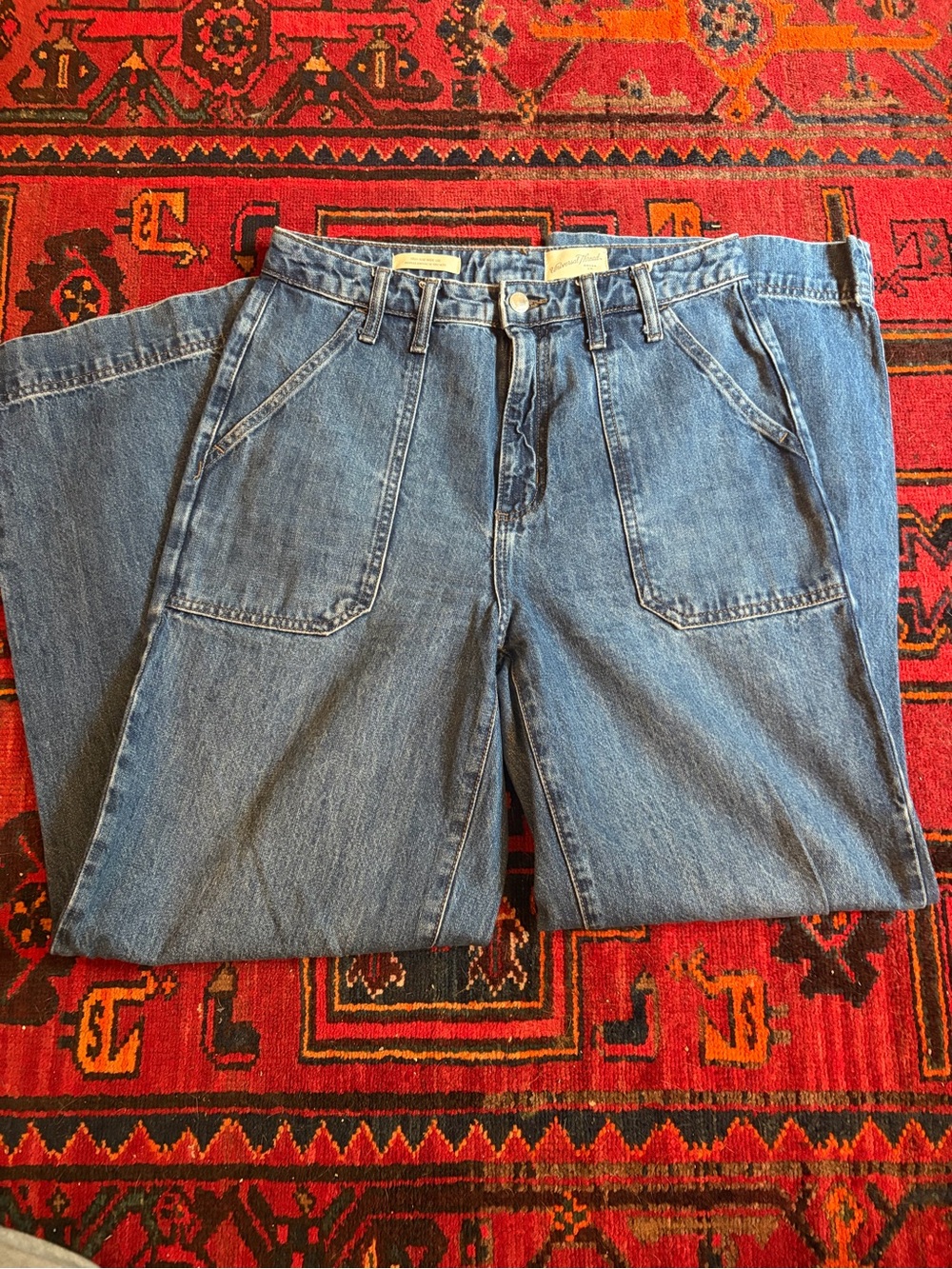 100% Cotton High Rise Wide Leg Jeans